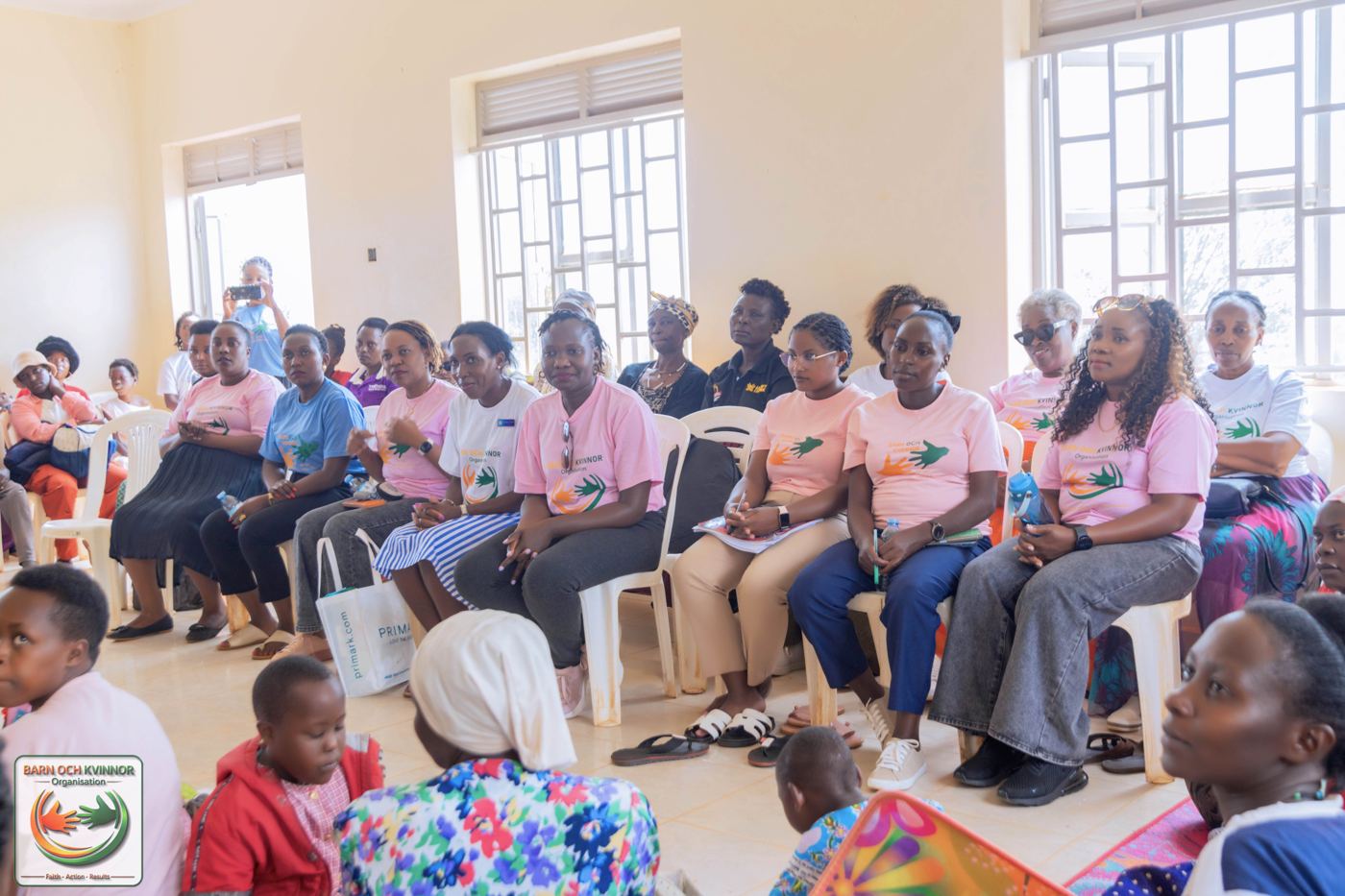 Mothers, caregivers and the BOK team gather for the legal awareness and protection session, discussing rights, safeguarding and pathways to support.
