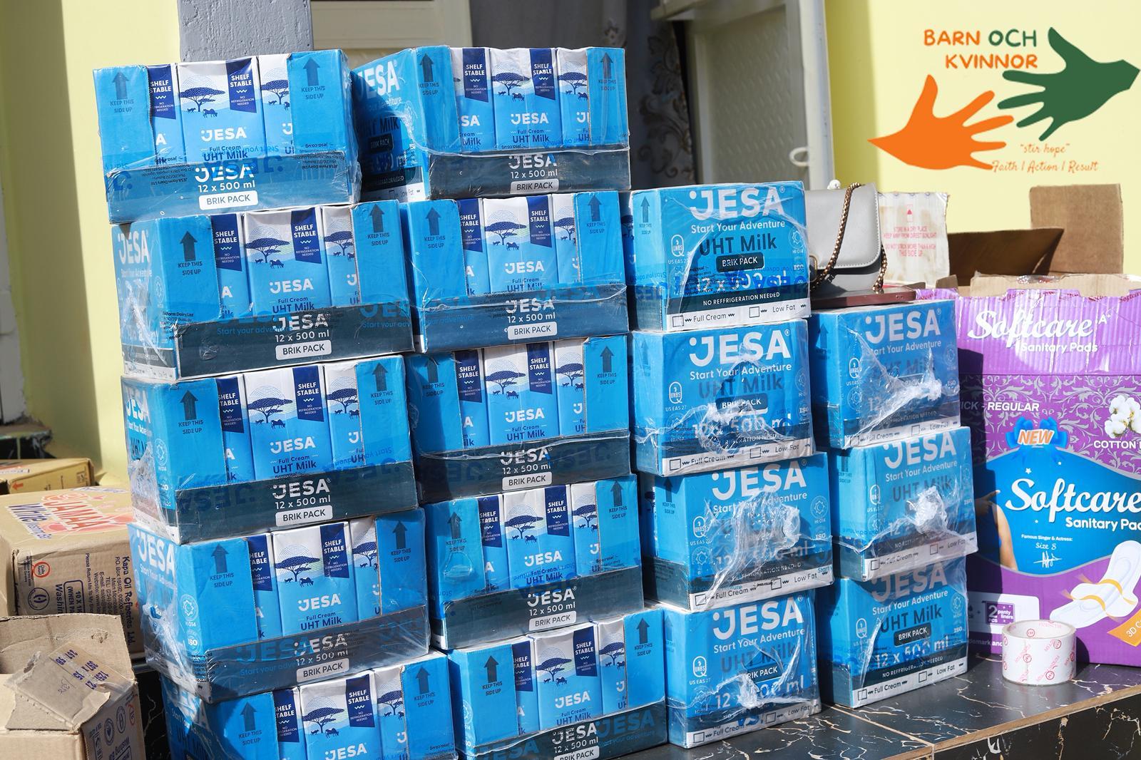 Boxes of infant formula stacked for babies born to mothers with HIV