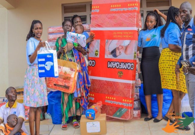 A caregiver receives her full package of supplies